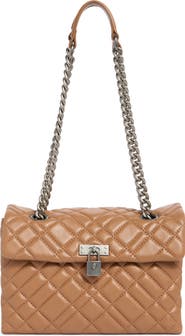 Kurt Geiger Brixton Diamond Quilted Leather Pad Lock Shoulder Bag