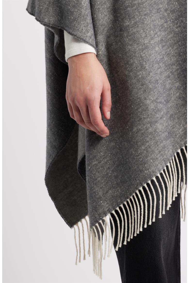 Fringe Trim Cotton Wool & Cashmere Poncho, Alternate, color, ASH
