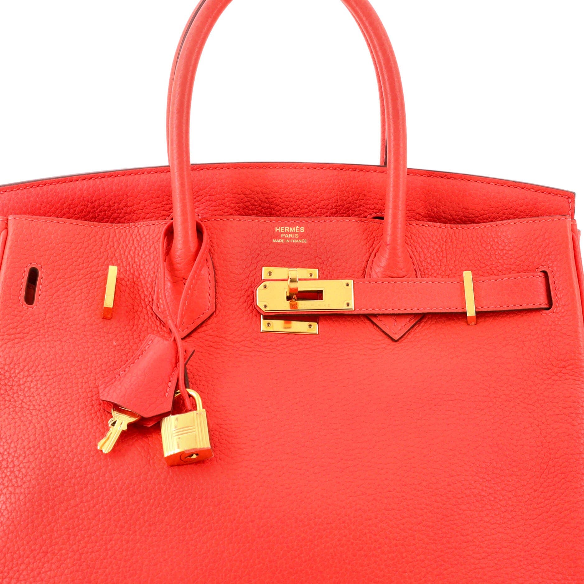 Birkin Handbag Red Clemence with Gold Hardware 30, Alternate, color, Red
