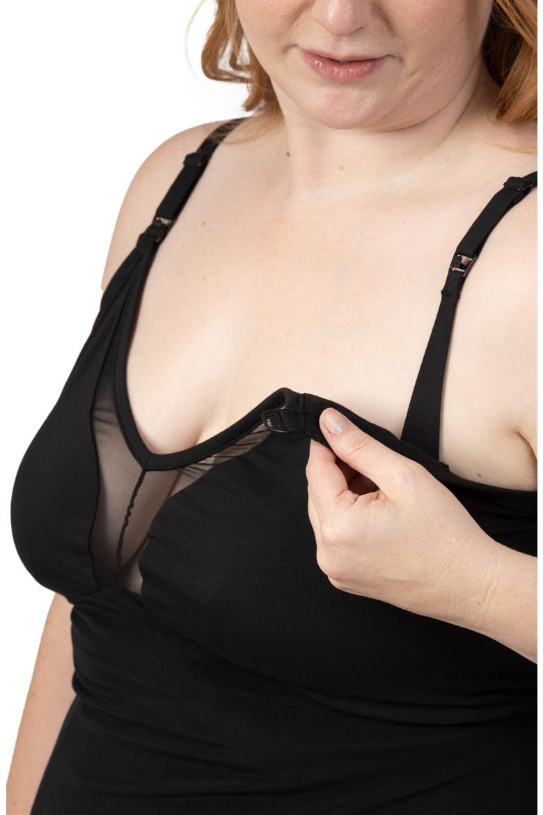 Aurora Mesh Nursing Nightgown, Alternate, color, BLACK