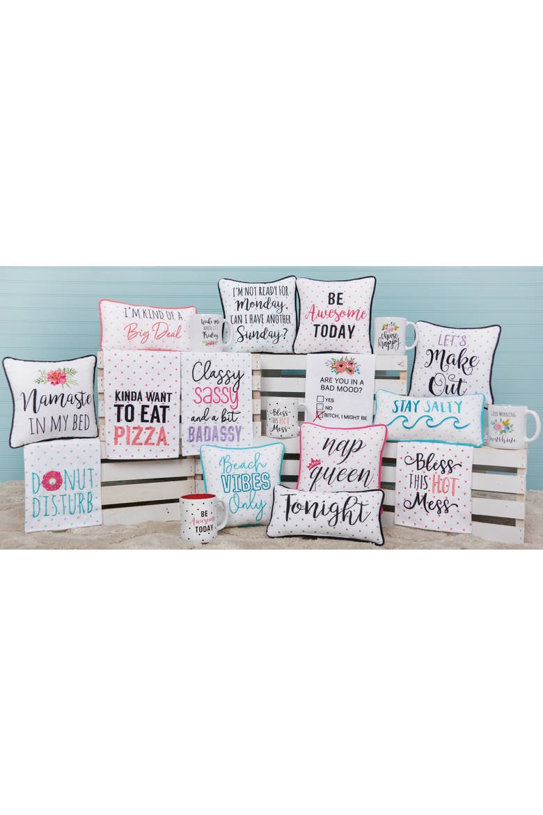 Be Awesome Today Printed and Embroidered Small/Petite Accent Pillow, 10" x 10", Alternate, color, Pink