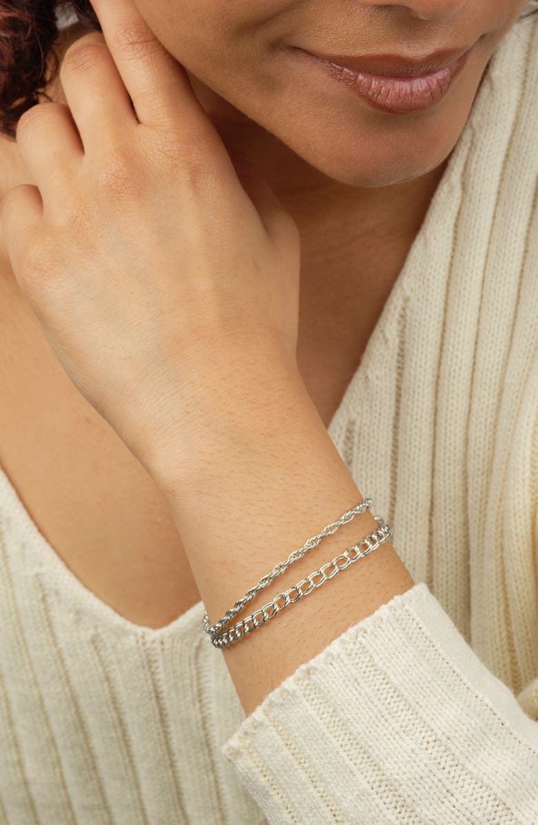 Sterling Forever Hallie Layered Chain Bracelet, Alternate, color, Silver