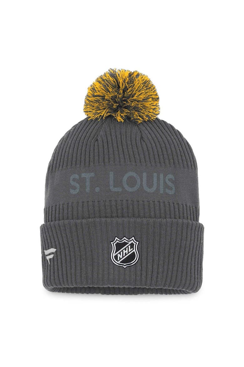Men's Fanatics Branded Charcoal St. Louis Blues Authentic Pro Home Ice Cuffed Knit Hat with Pom, Alternate, color, Charcoal