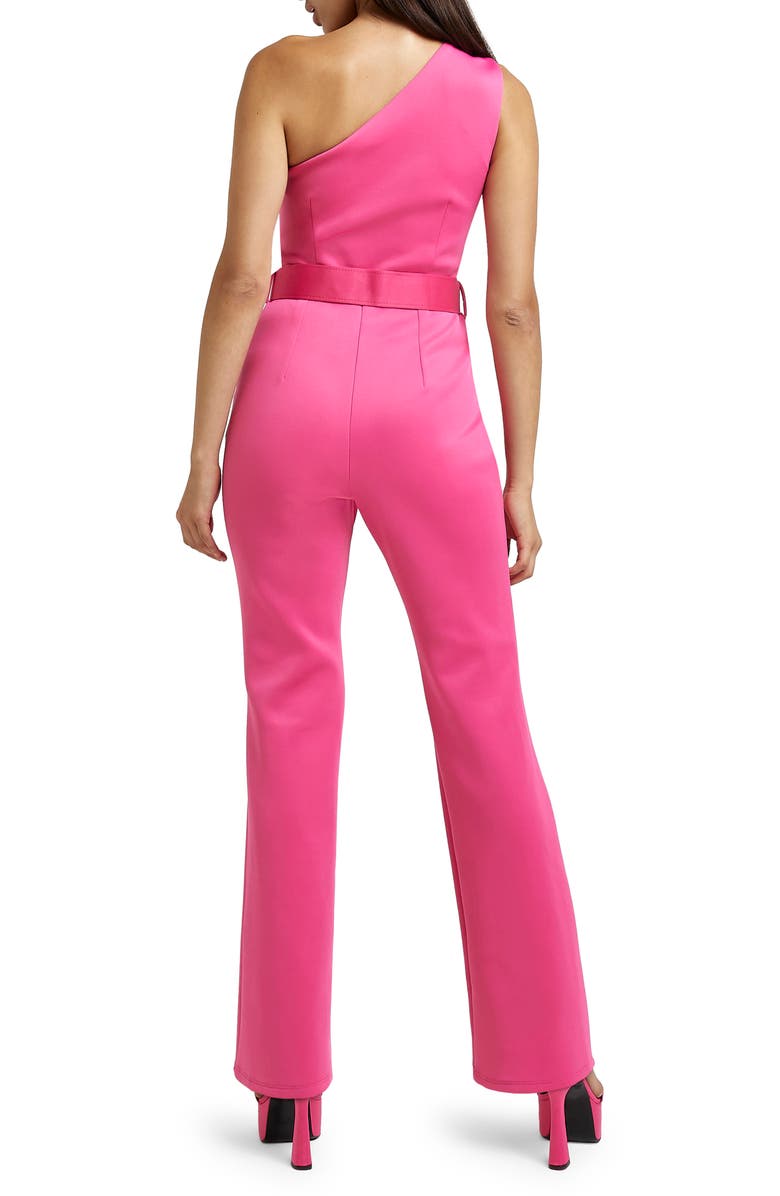 River Island Belted One-Shoulder Sleeveless Jumpsuit, Alternate, color, Pink