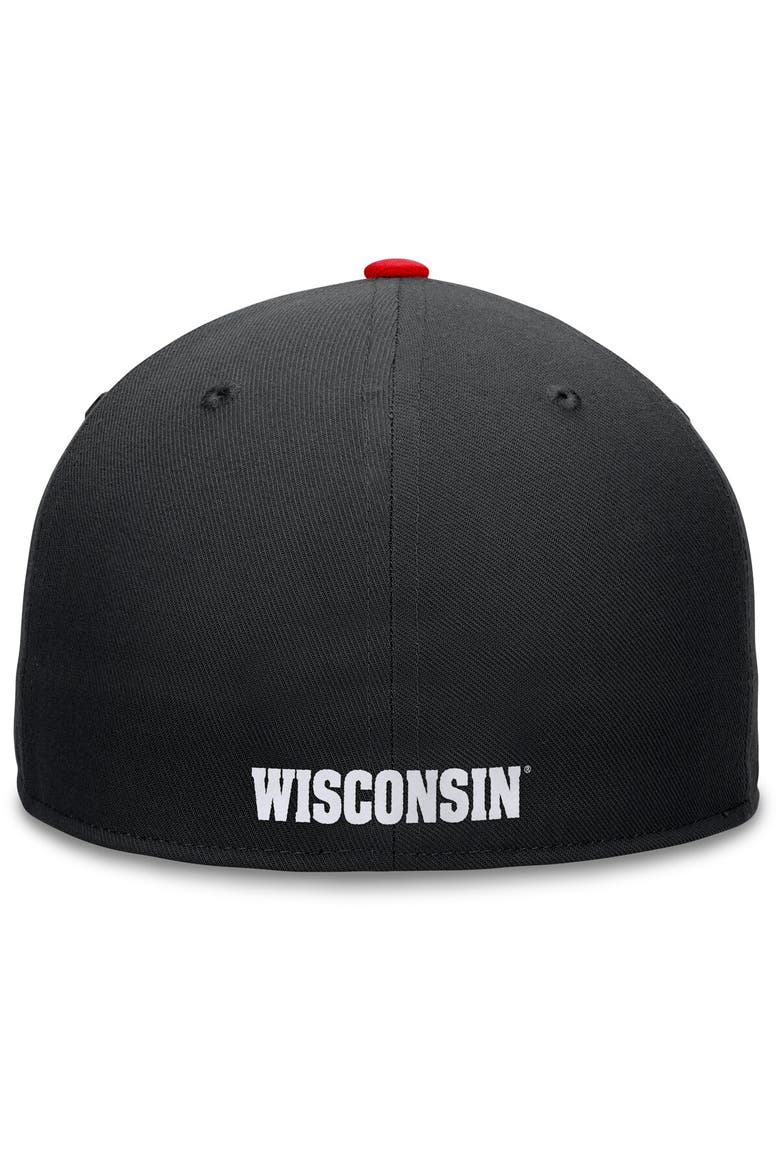Men's Top of the World Black/Red Wisconsin Badgers Rally Two-Tone Fitted Hat, Alternate, color, Black