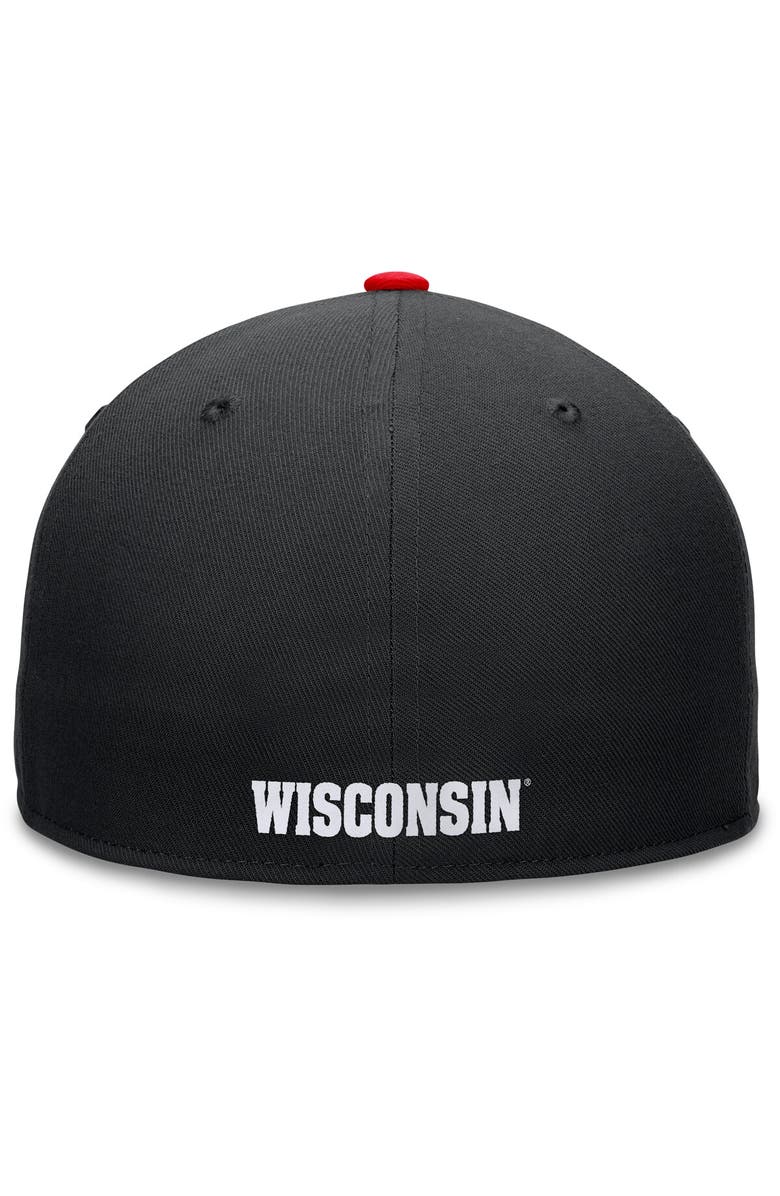 TOP OF THE WORLD Men's Top of the World Black/Red Wisconsin Badgers Rally Two-Tone Fitted Hat, Alternate, color, Black