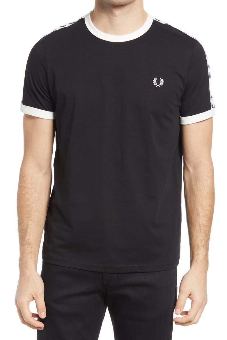 Extra Trim Fit Cotton Ringer T-Shirt, Main, color, BLACK 2