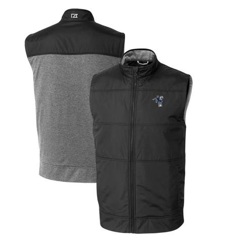 Men's Cutter & Buck Black Indianapolis Colts Throwback Logo Stealth Hybrid Quilted Windbreaker Full-Zip Vest