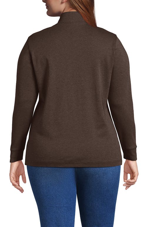 Lands' End Relaxed Cotton Long Sleeve Mock Turtleneck In Brown