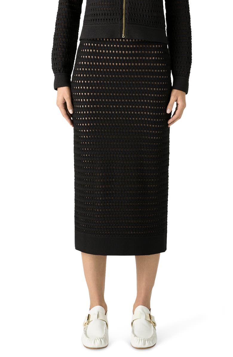 St. John Collection Open Crochet Knit Pencil Skirt, Main, color,