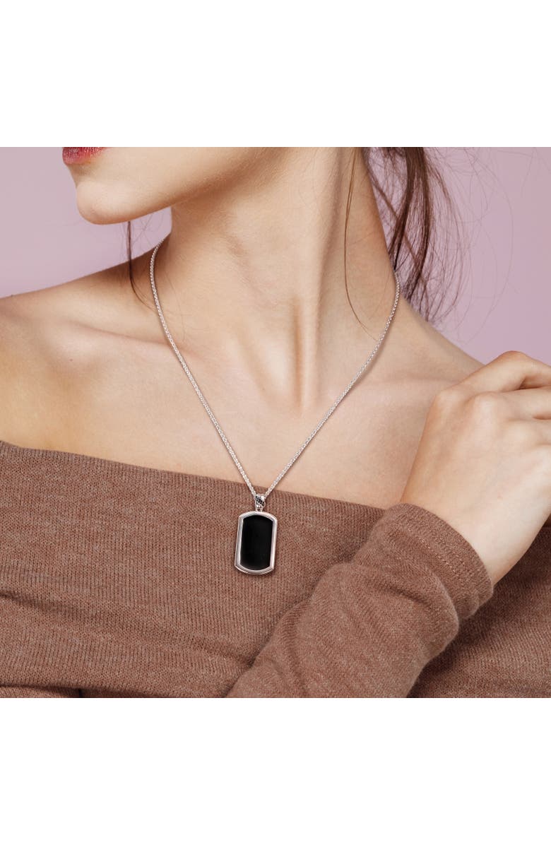 Julianna B. Black Diamond Accent Hexagon Enamel Necklace, Alternate, color, Black Diamond