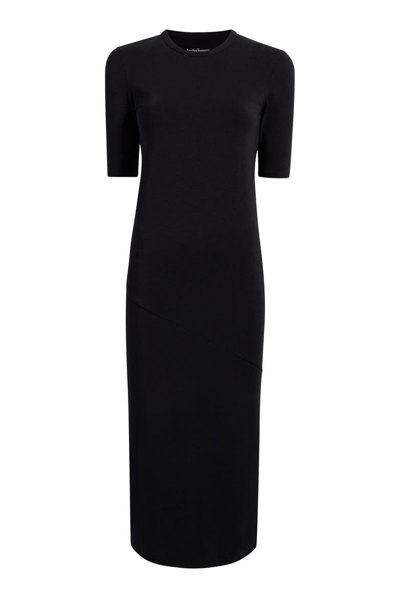 ELBOW SLEEVE DRESS, Alternate, color, BLACK