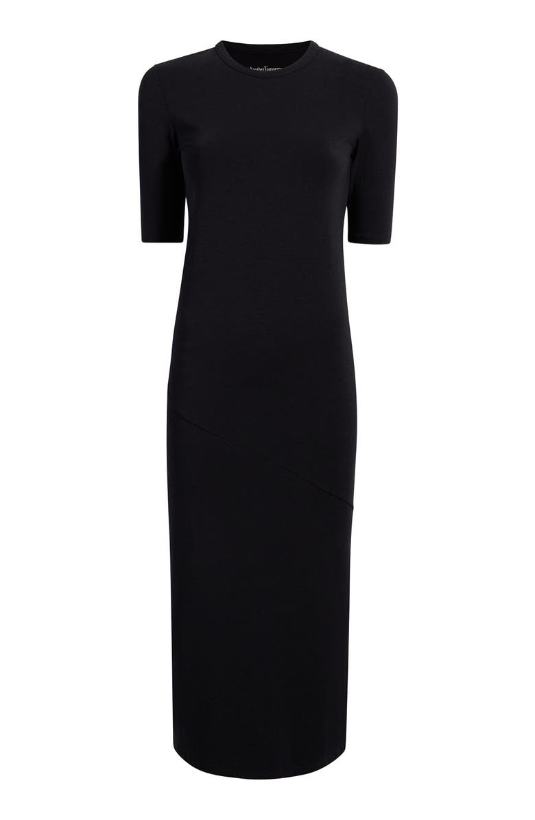 Another Tomorrow ELBOW SLEEVE DRESS, Alternate, color, Black