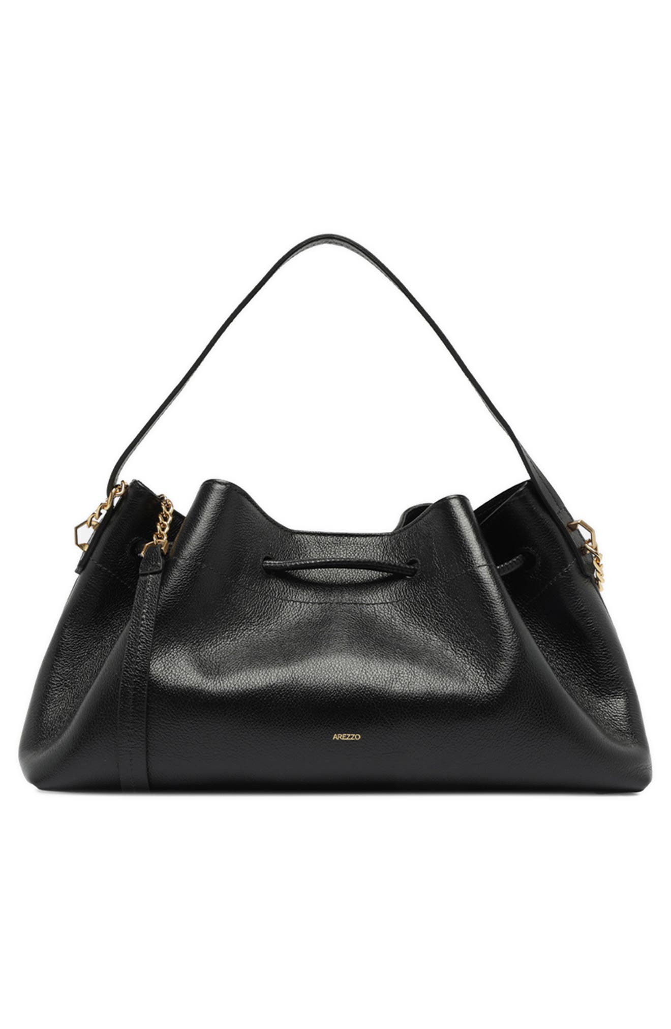 Vivianne Medium Leather Bucket Bag, Alternate, color, BLACK
