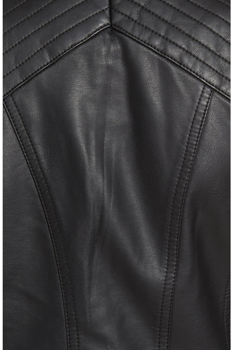 Quilted Faux Leather Jacket, Alternate, color, BLACK