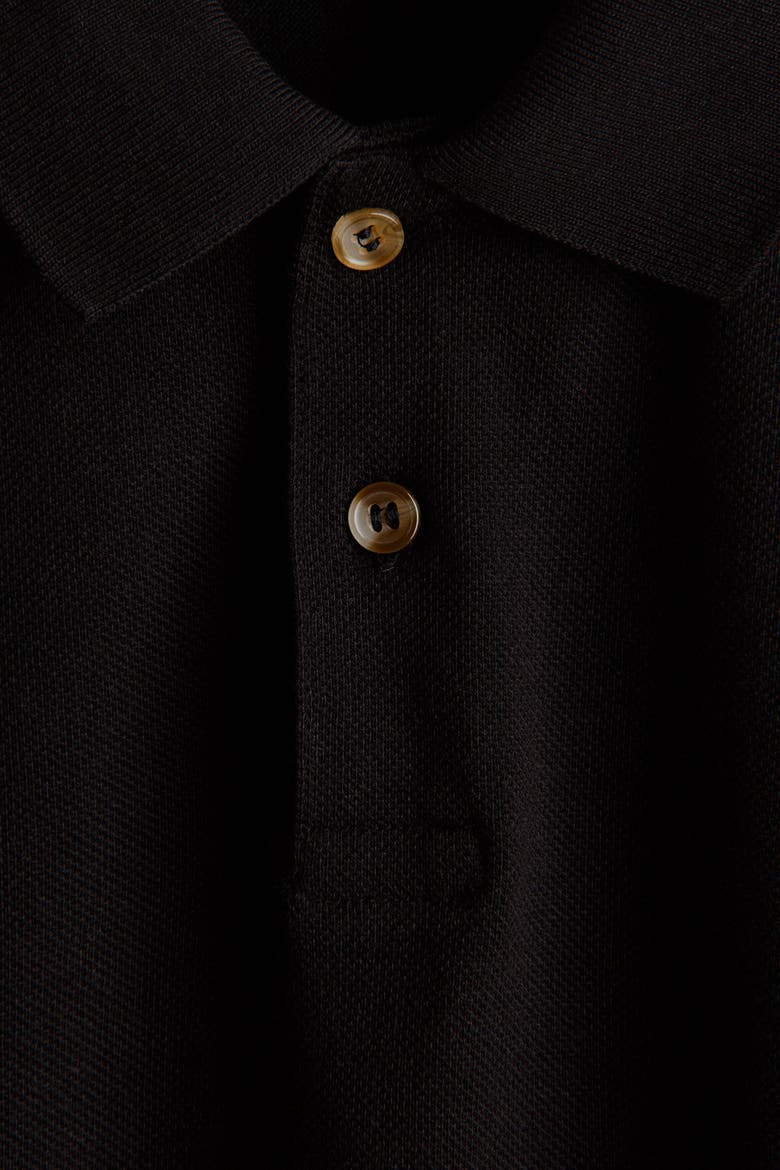 Cotton Piqué Polo Shirt, Alternate, color, Black