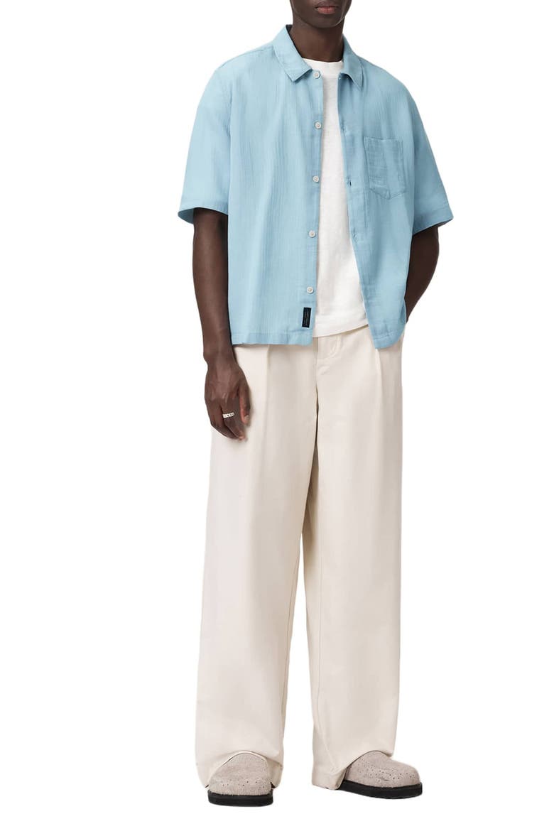 Bale Short Sleeve Cotton & Lyocell Camp Shirt, Alternate, color, MISTY BLUE