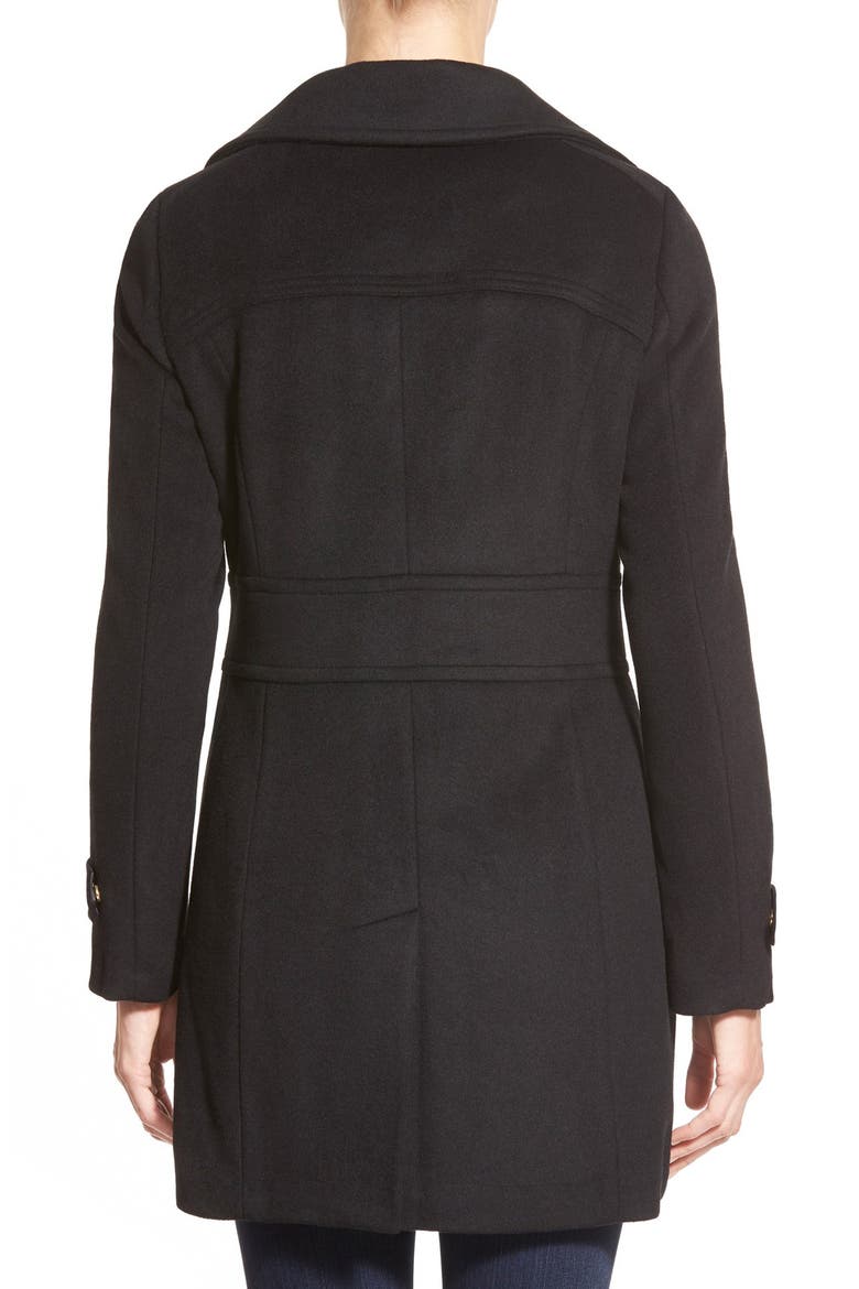 Cole Haan Signature Stand Collar Wool Blend Coat, Alternate, color, BLACK
