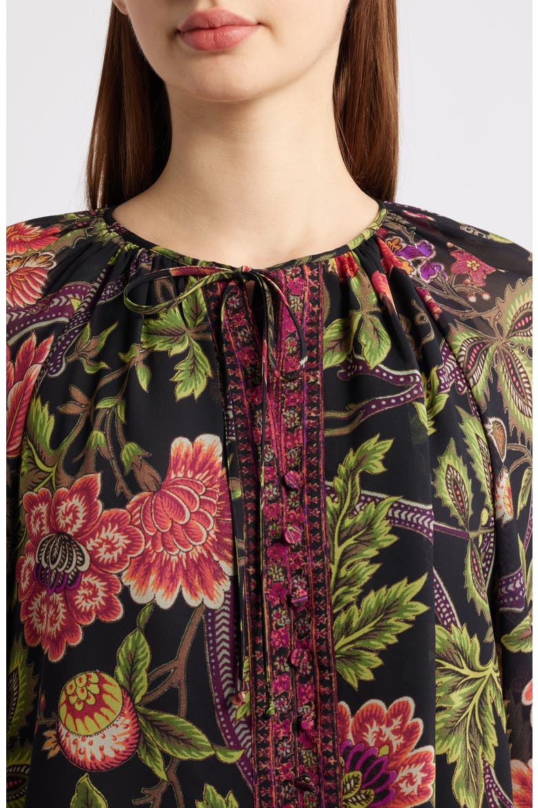 Shahar Floral Print Woven Shirt, Alternate, color, BLACK MULTI