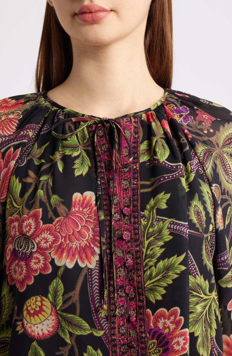 KOBI HALPERIN Shahar Floral Print Woven Shirt, Alternate, color, Black Multi