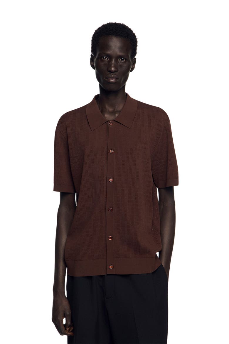 Openwork shirt, Main, color, Chocolate