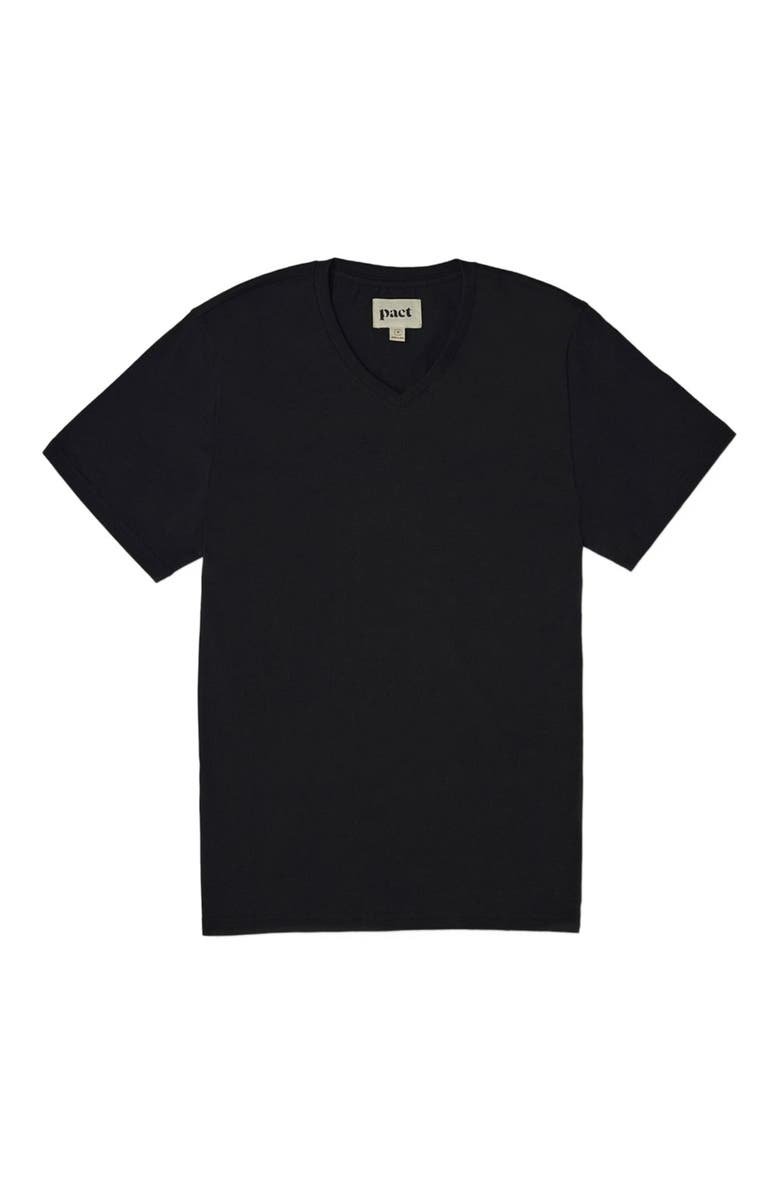 Pact Organic Softspun V-Neck Tee, Alternate, color, Black