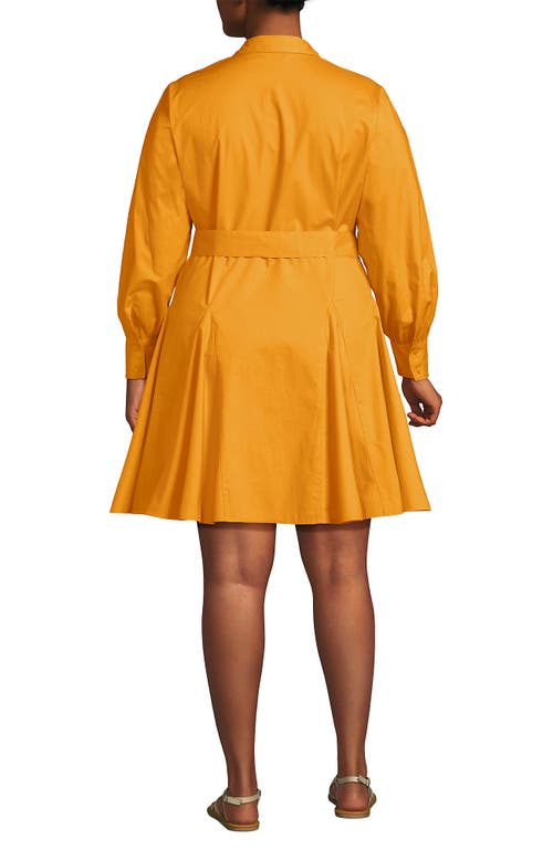 Lands' End Poplin Button Front Dress With Godets In Gold