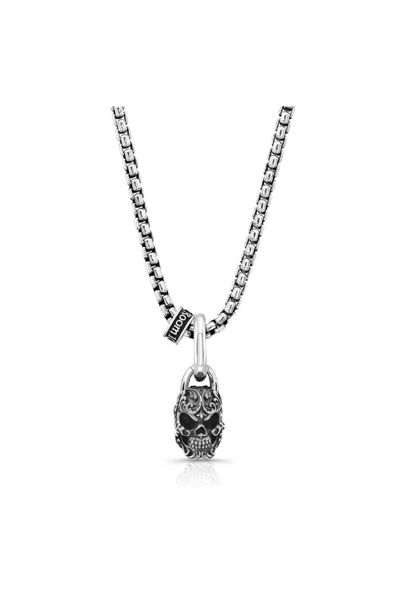 Room101 Filigree Skull Pendant, Main, color, Silver