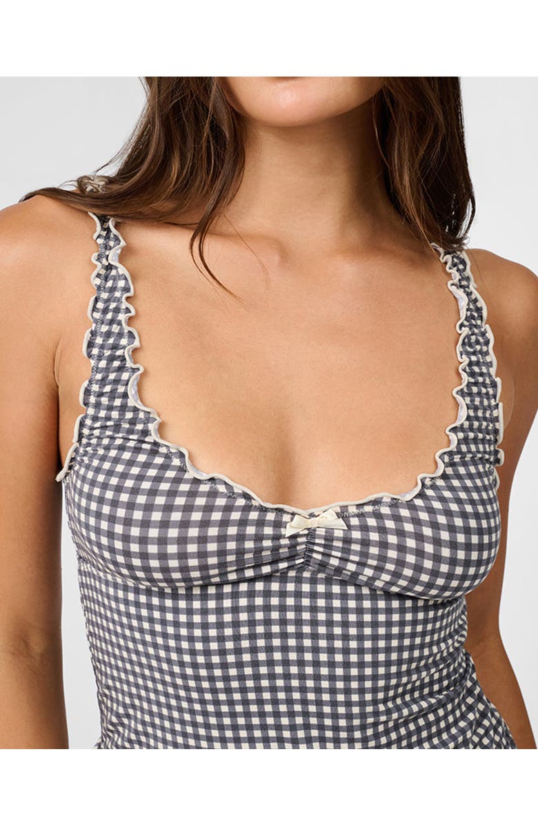 WeWoreWhat Lettuce Edge Tank, Alternate, color, Antiq Wht/Black