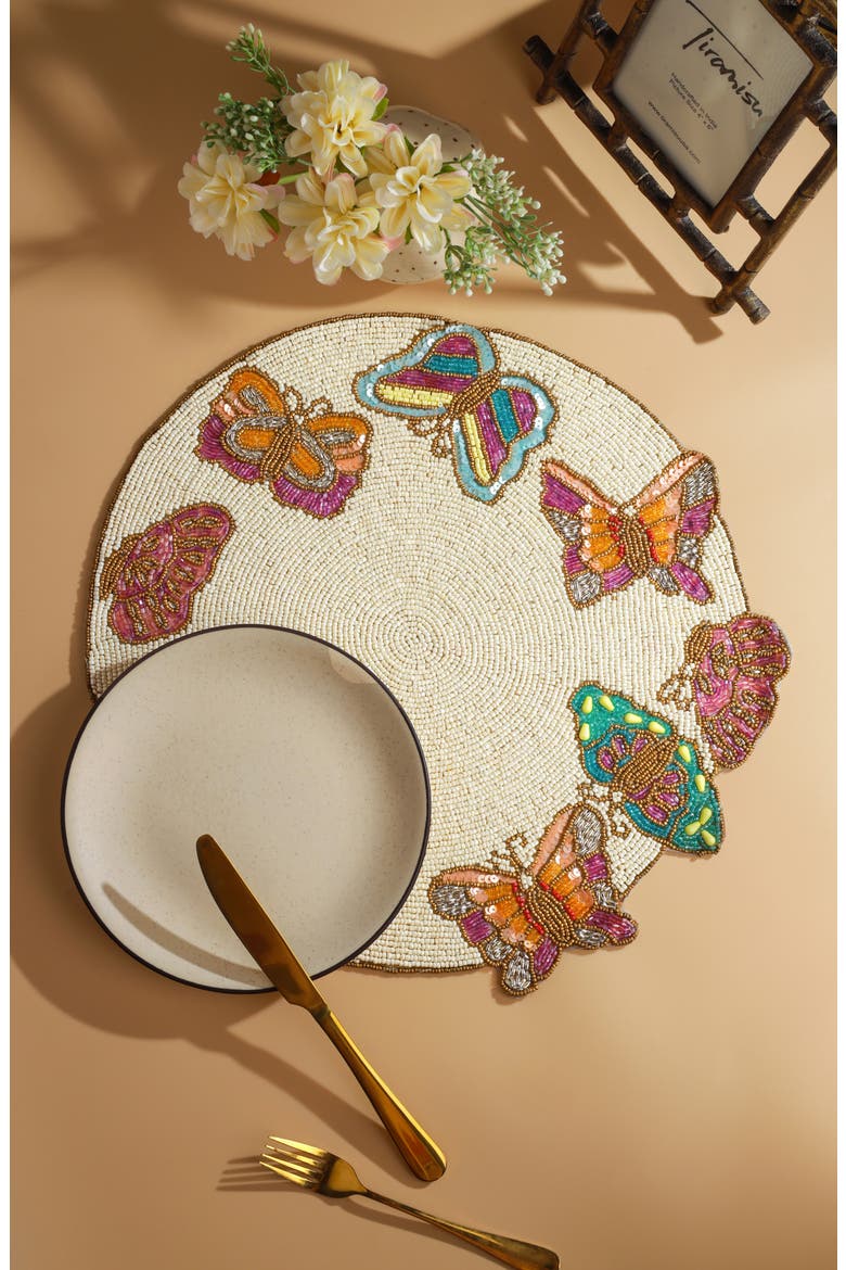The Flutter Garden Beaded Charger, Alternate, color, WHITE
