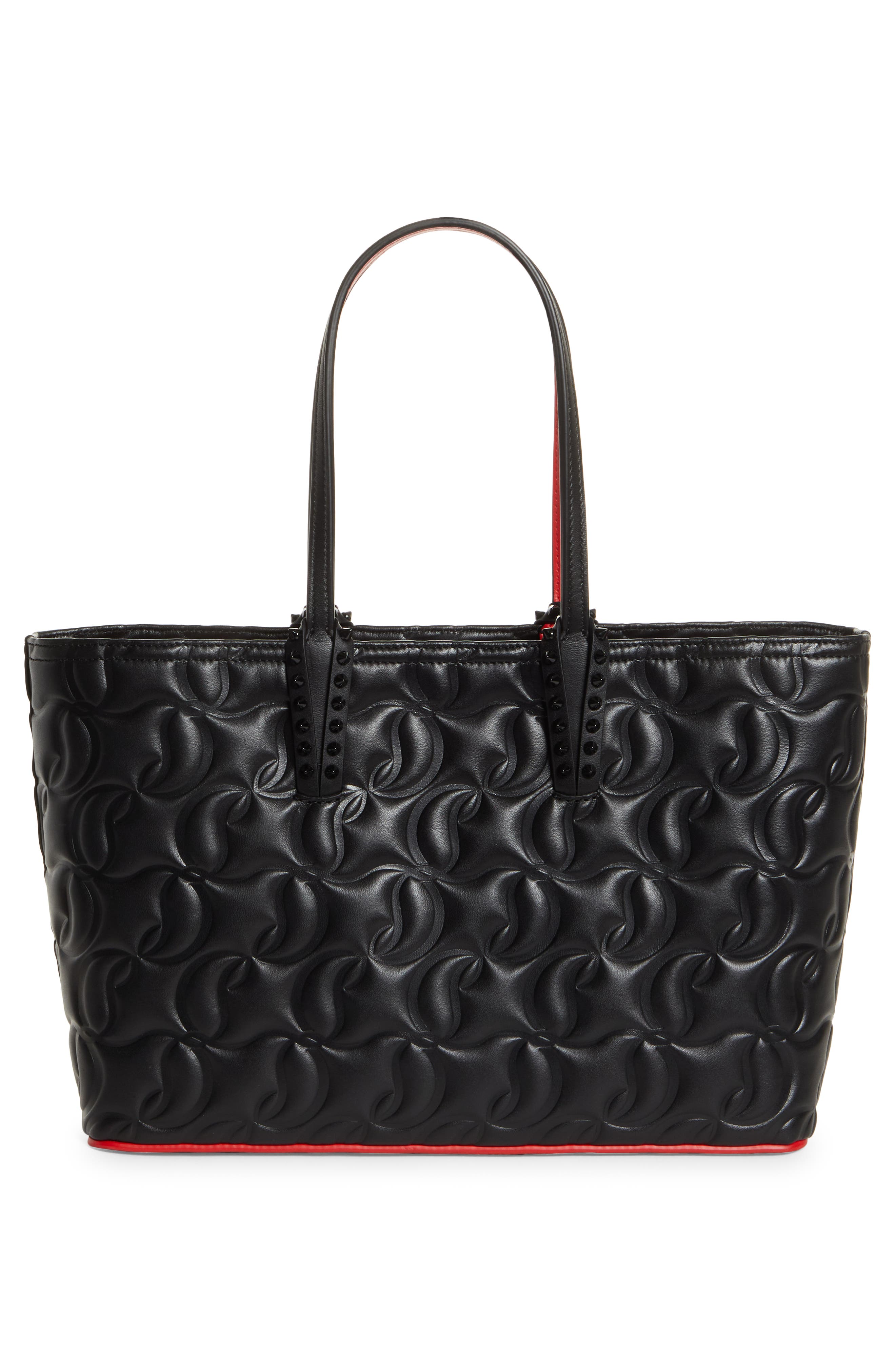 Small Cabat Embossed Leather Tote, Alternate, color, CM53 BLACK/ BLACK