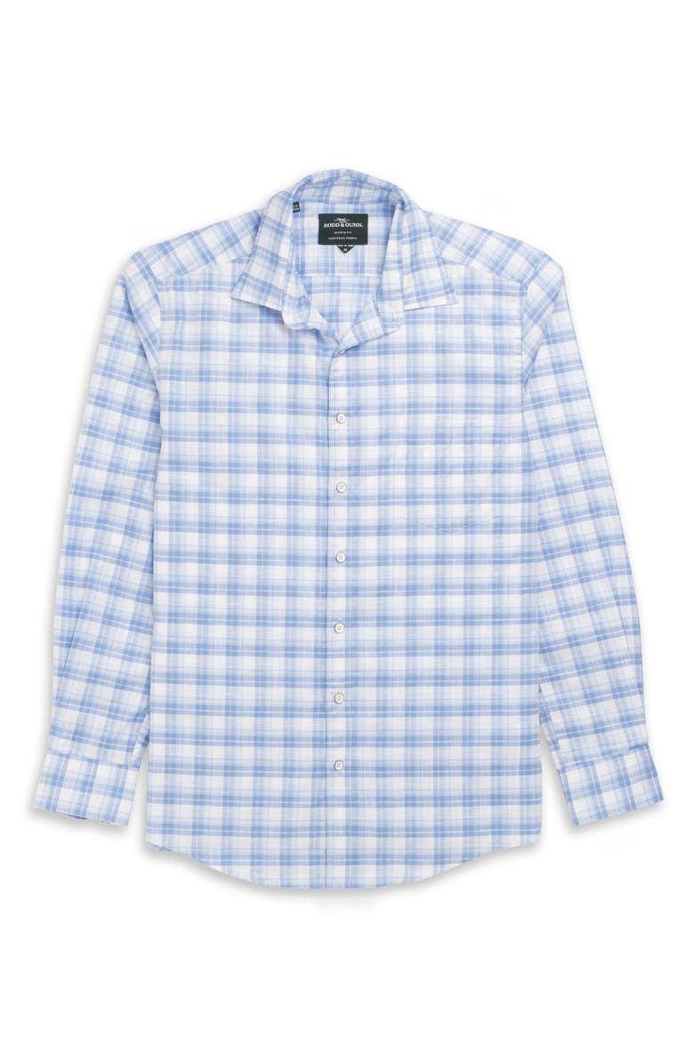 Rodd & Gunn Scarborough Plaid Cotton & Linen Button-Up Shirt, Alternate, color, Marine