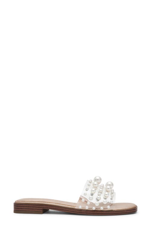 Anne Klein Eugenie Faux Pearl Slide Sandal In Clear Lucite
