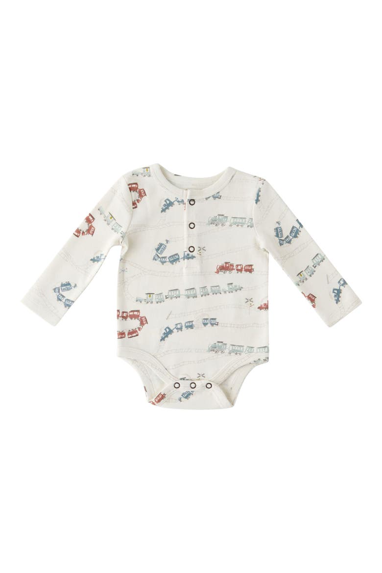 Henley Organic Cotton Bodysuit, Main, color, LOCOMOTIVE