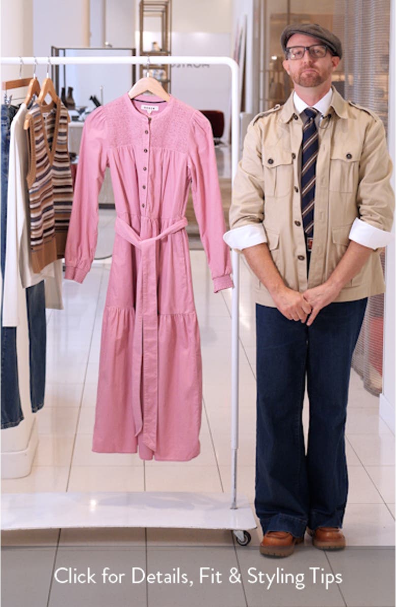 Cecily Long Sleeve Corduroy Midi Dress, sales video thumbnail