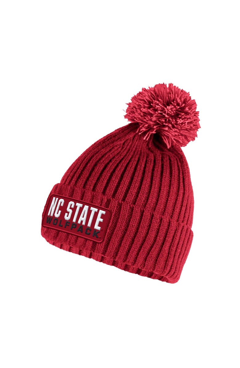 adidas Men's adidas Red NC State Wolfpack Modern Ribbed Cuffed Knit Hat with Pom, Main, color,