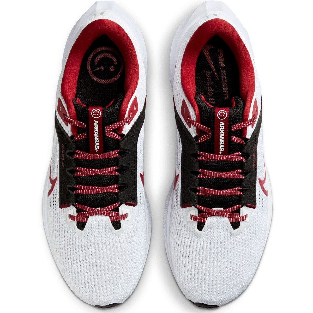 Unisex Nike  White Arkansas Razorbacks Zoom Pegasus 40 Running Shoe, Alternate, color, White