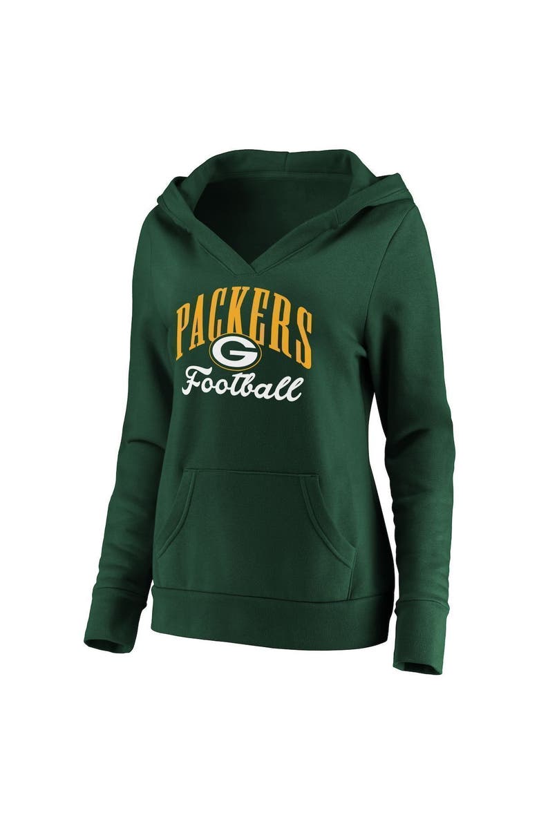 FANATICS Women's Fanatics Branded Green Green Bay Packers Team Victory Script Crossover Pullover Hoodie, Alternate, color, 