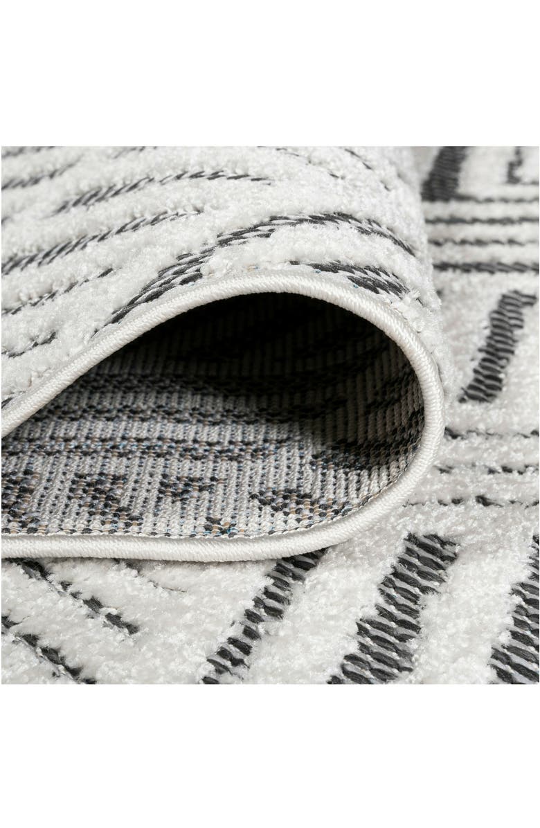 JONATHAN Y Jordan High-Low Pile Art Deco Geometric Indoor/Outdoor Area Rug, Alternate, color, White/Black