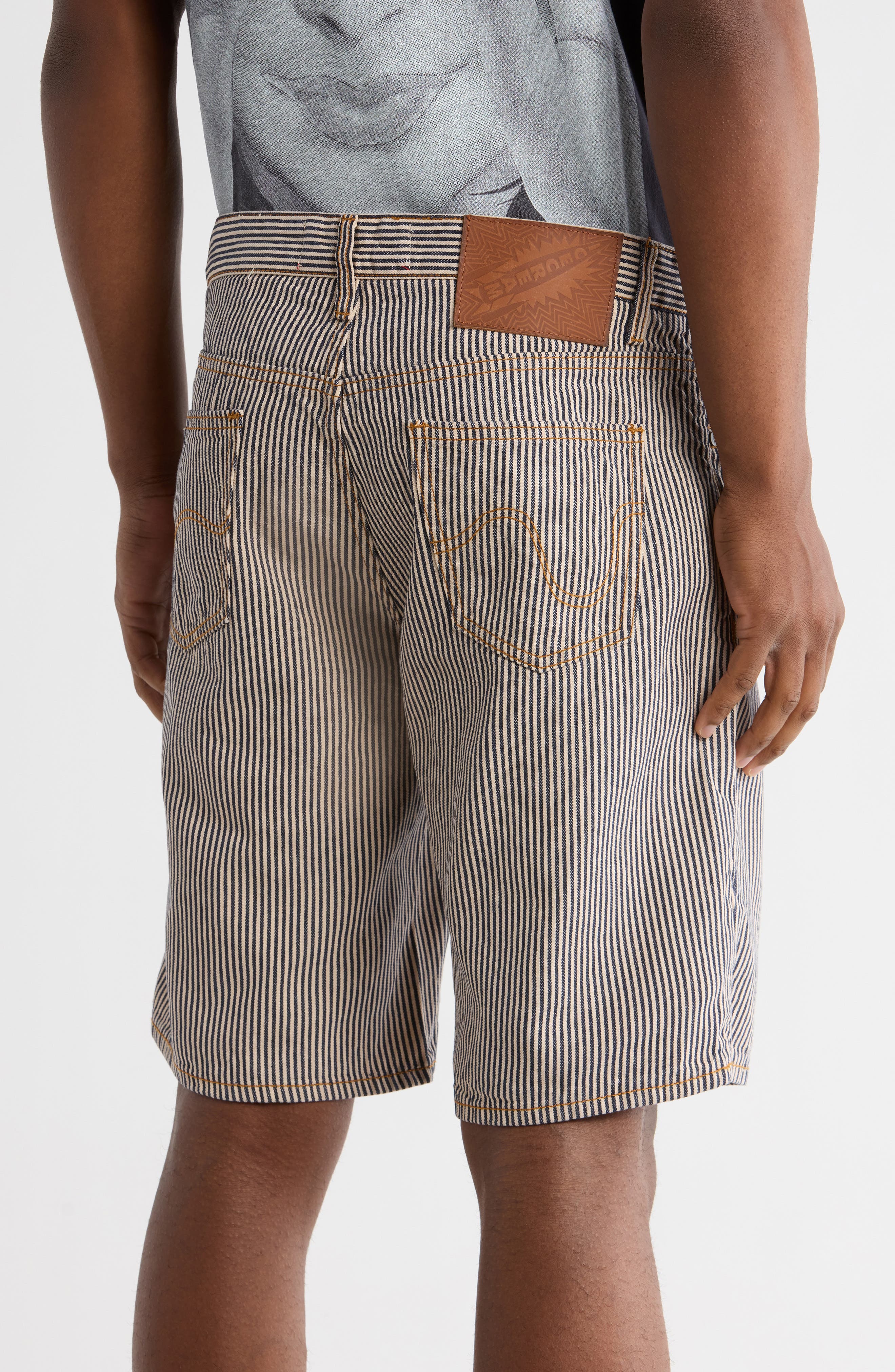 Pinstripe Denim Shorts - image 2