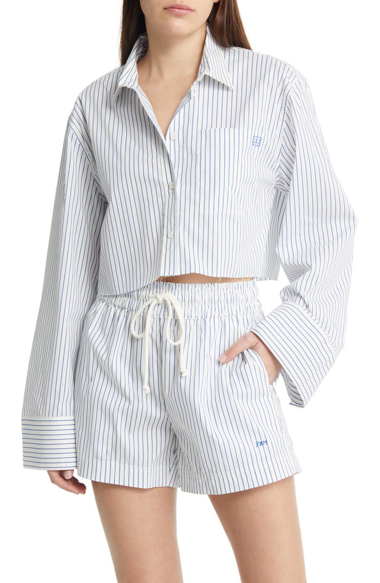 FRAME Stripe Wide Sleeve Crop Shirt, Main, color,