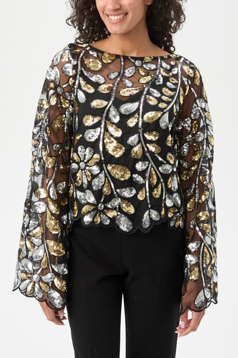 Femmes Fringe Sequin Top