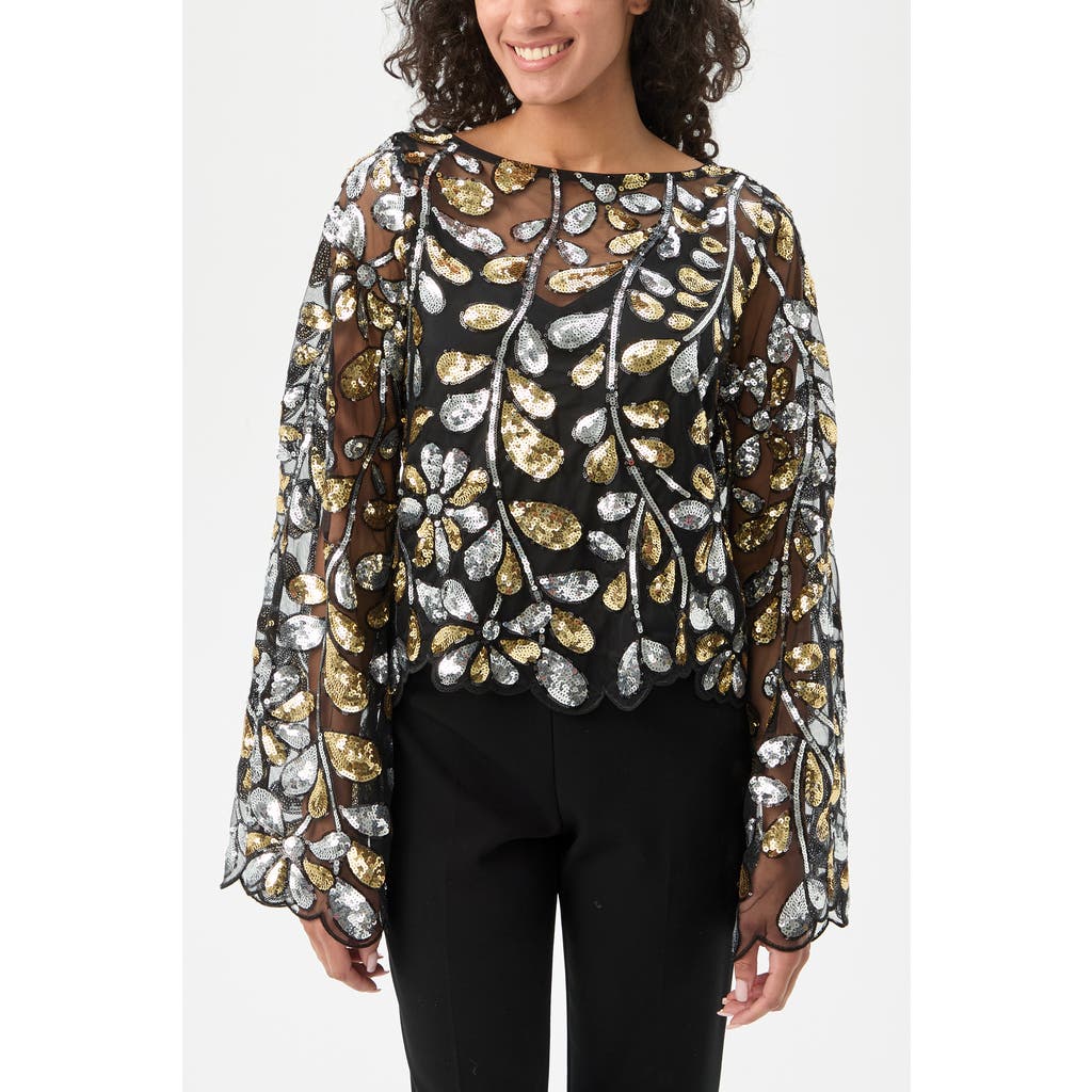 Trina Turk Femmes Fringe Sequin Top In Black