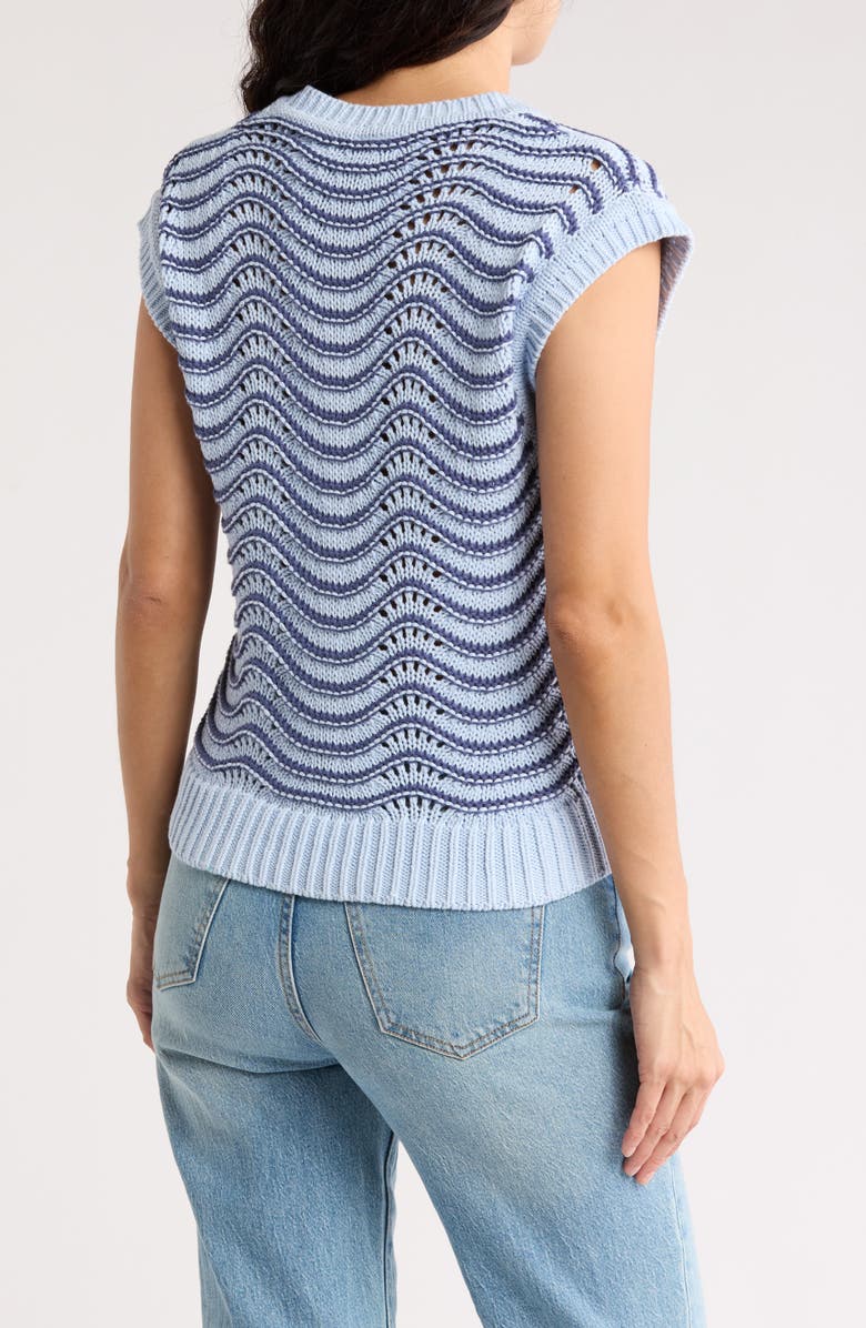 Melrose and Market Split Neck Sleeveless Sweater, Alternate, color, Blue Wave Stripe
