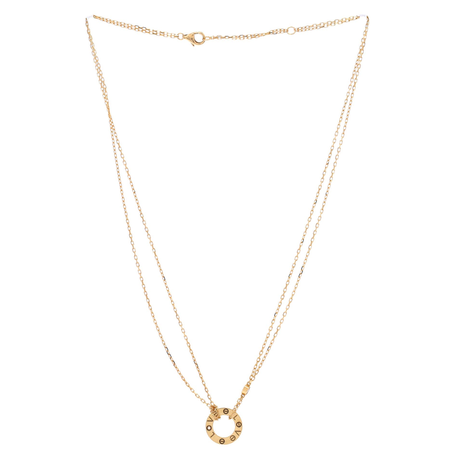 2 Diamonds Love Pendant Necklace 18K Yellow Gold and Diamonds, Alternate, color, Metallic Gold