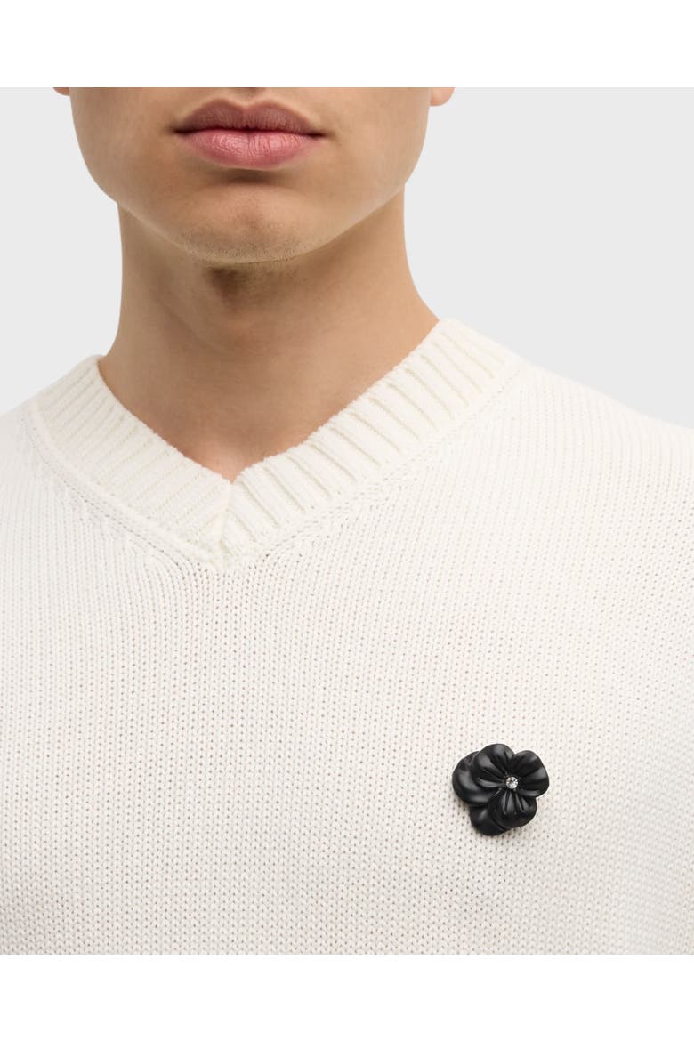Matte Flower Lapel Pin, Alternate, color, BLACK CRYSTAL