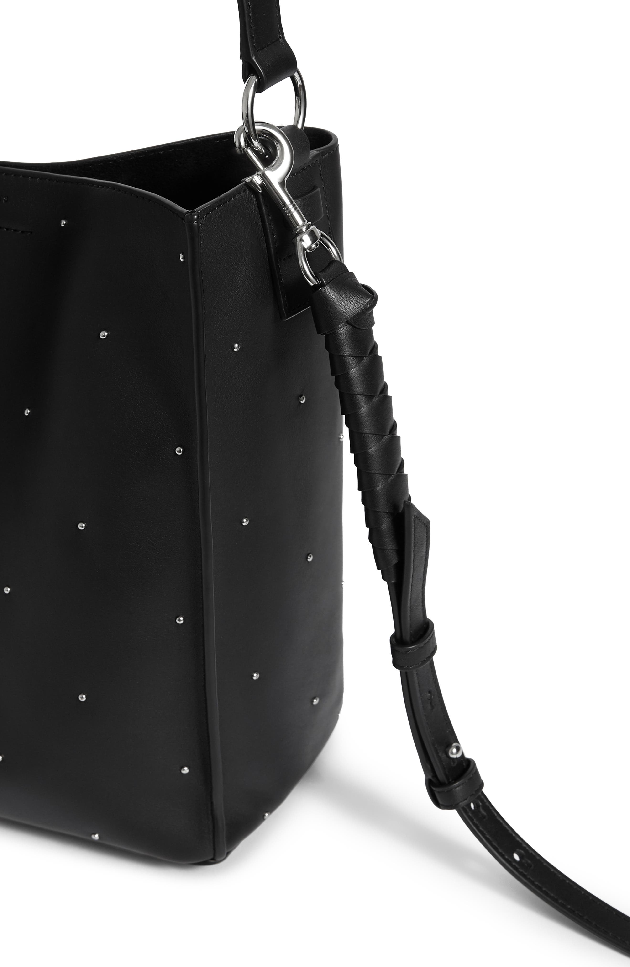 Small Kathi Studded North/South Leather Tote, Alternate, color, BLACK