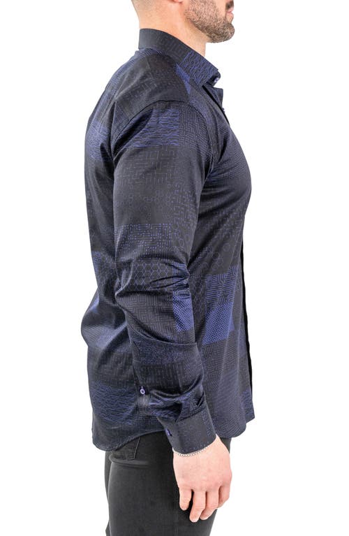 Maceoo Fibonacci Metaversee Black Contemporary Fit Button-up Shirt In Black