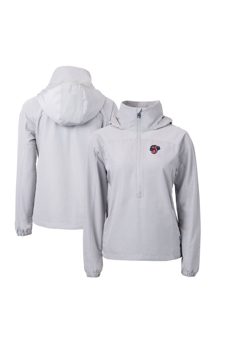 Cutter & Buck Women's Cutter & Buck Gray Jacksonville Jumbo Shrimp Charter Eco Recycled Half-Zip Anorak Jacket, Main, color,