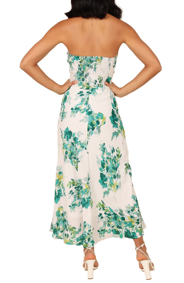 Petal & Pup Teagan Floral Print Cutout Strapless Maxi Dress, Alternate, color, Green Floral